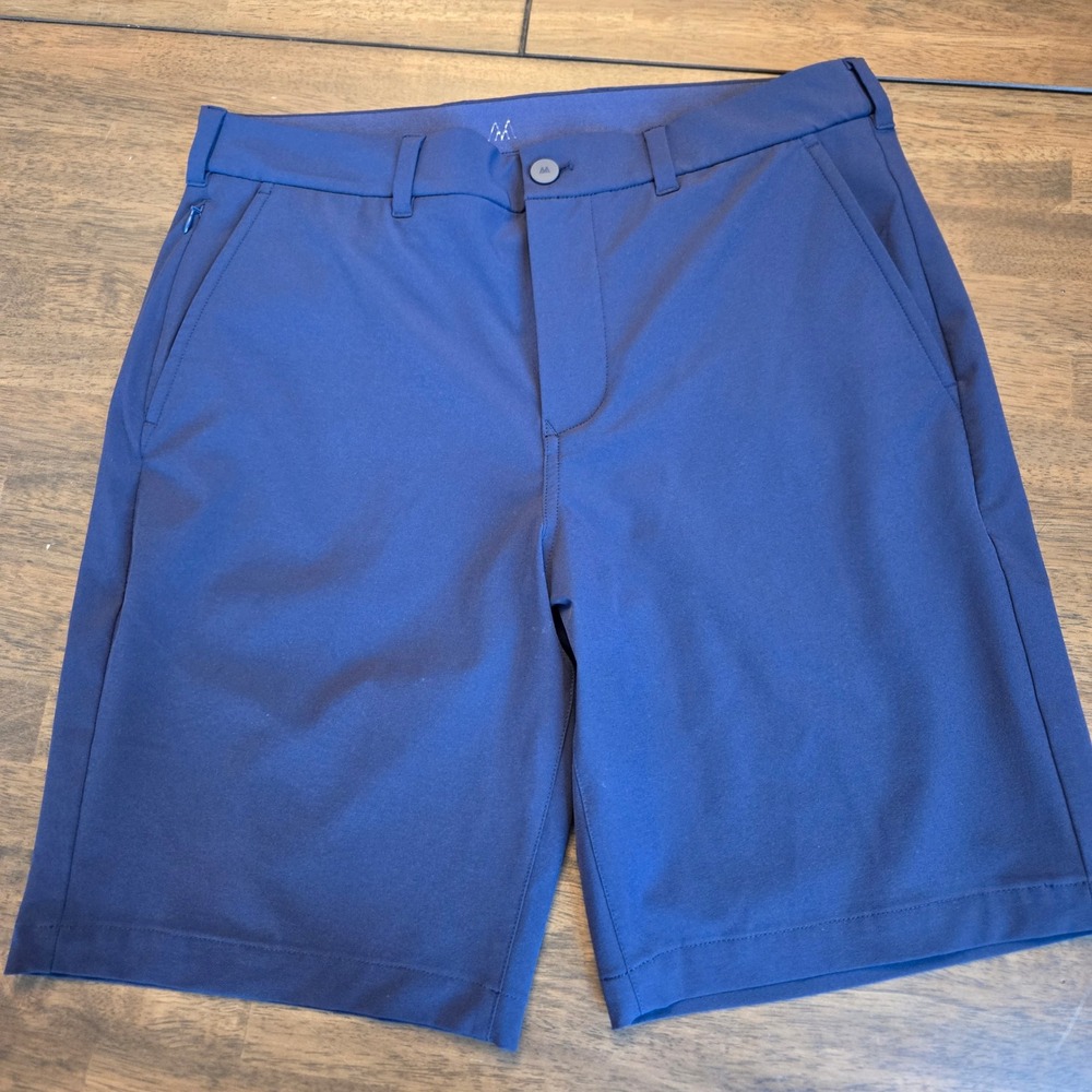 Mizzen+Main Helmsman Slim Chino Shorts Mens 32 Navy Blue Performance Golf 9L